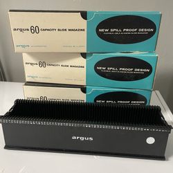 Lot of 3 Vintage ARGUS 60 Capacity 35mm SLIDE Magazine Tray in Box # 587