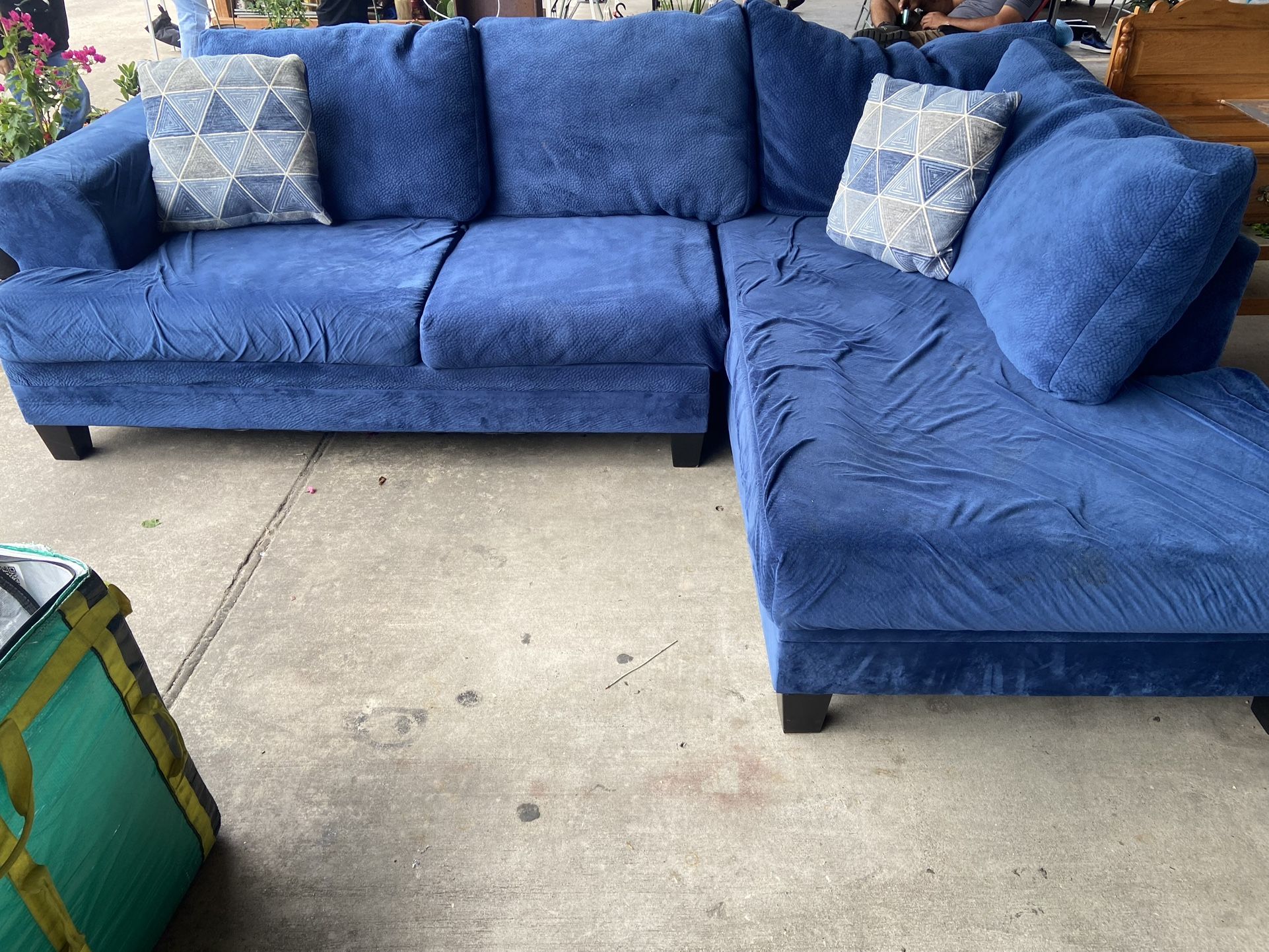 Blue Sectional Couch Set