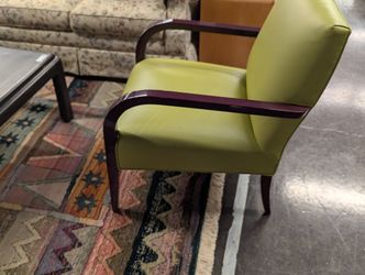Swaim Green Leather Accent Chair
