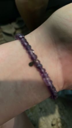 Purple Beaded Bracelet with Small Charm