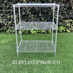 Silver Metallic Heavy Duty Outdoor/Indoor Metal Shelf for bathroom, Storage, Living Room, Garage. 23.25"Lx13.5"Wx30.5"H