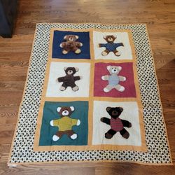 Vintage Teddy Bear blanket with raised bears