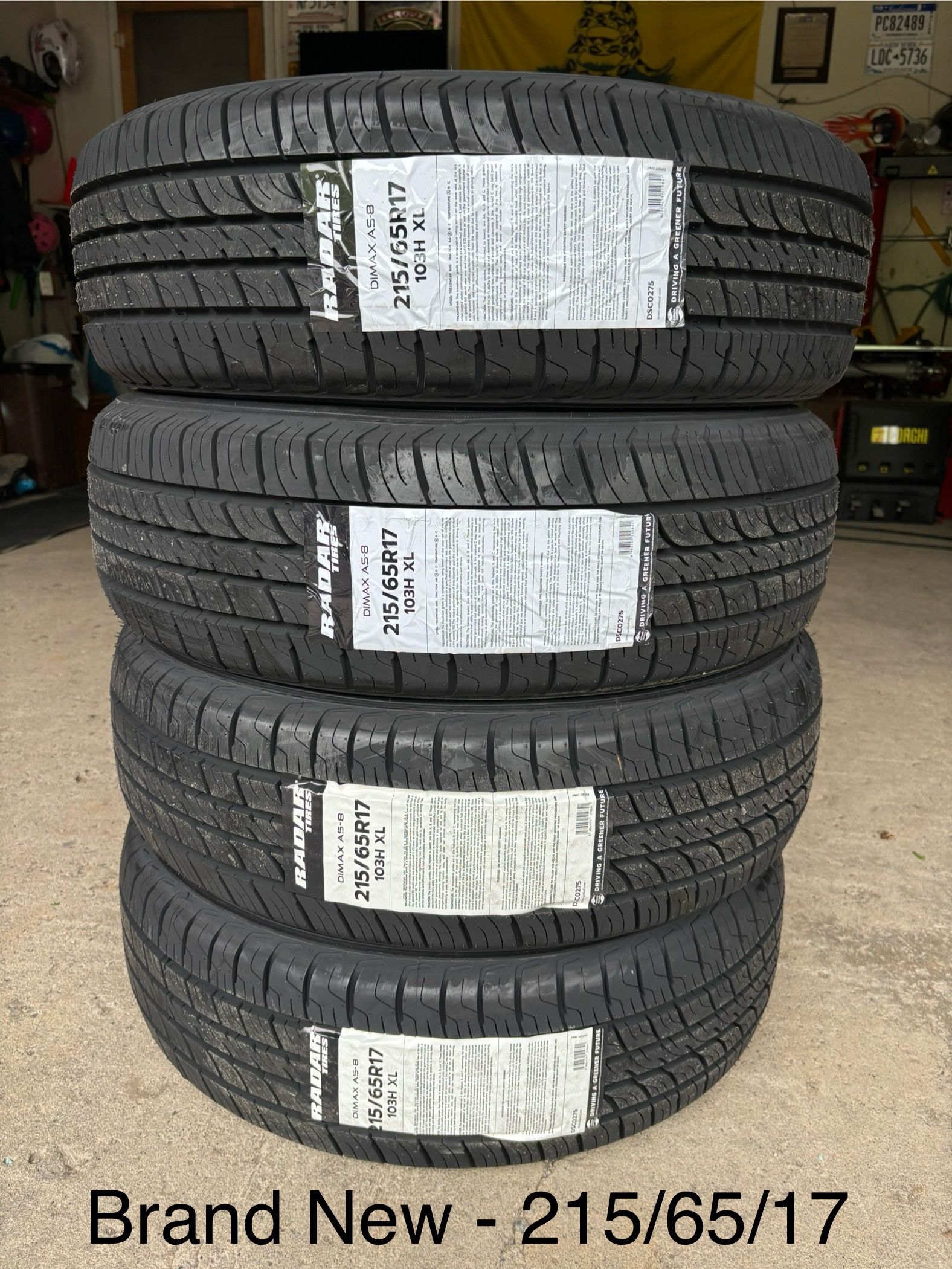(4) - 215/65/17 Radar Dimax AS-8 Tires