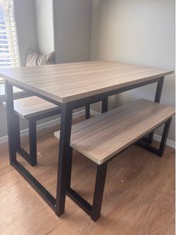 Dining table with benches