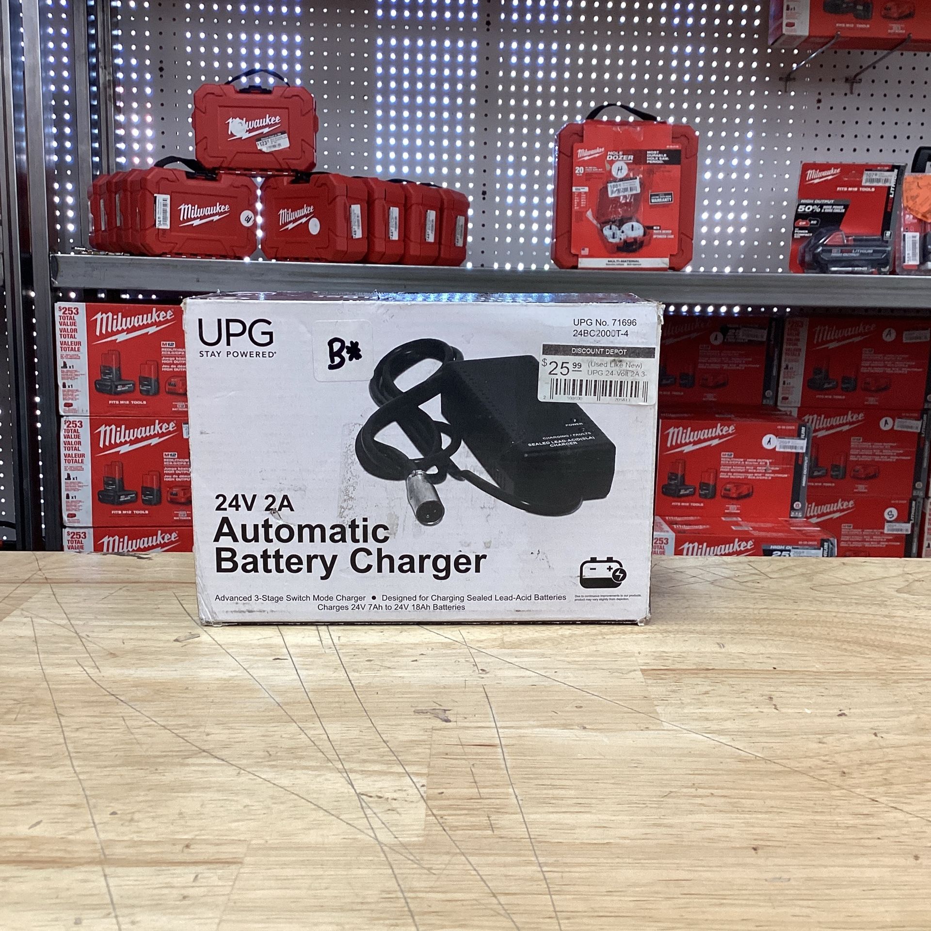 UPG 24-Volt 2A 3-Stage AGM Charger w/5.9 ft. Cordset