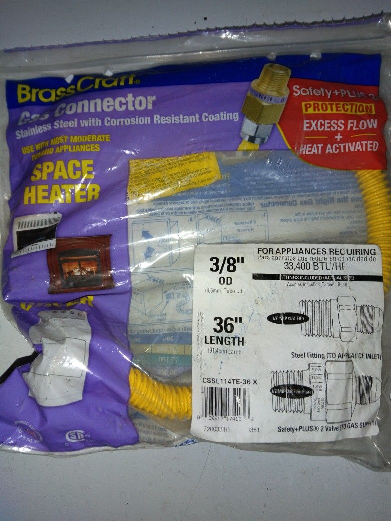 Gas Connector 3/8 "OD 36" Length