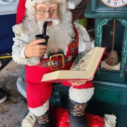 Animated Storyteller Santa Grandfather Clock w/ Cassette 1995