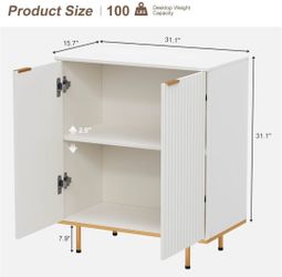 Modern Sideboard Cabinet with Fluted Doors, Gold Legs and Handle - Buffets & Sideboards for Elegant Living Spaces - 2-Door Fluted Cabinet Design White