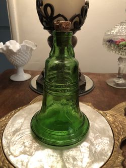 Vintage Glass Wheaton Liberty Bell Bottle w/ Cork
