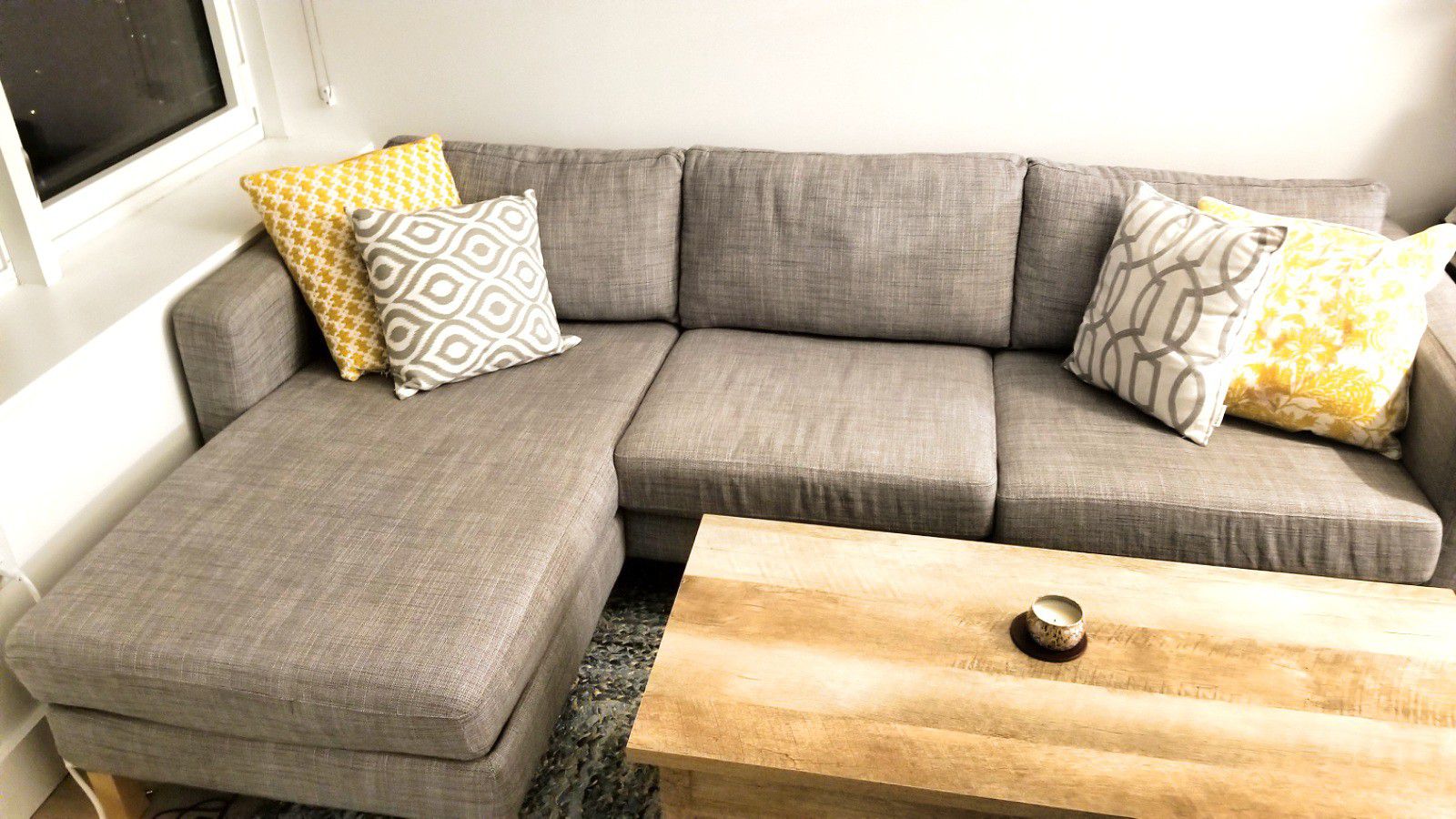 Grey Ikea karlstad couch/ sectional
