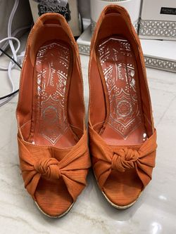 Orange Peep Toe, High Heel Shoes Cloth