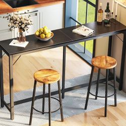 71 Inch Bar Table, Bar Height Pub Table, Counter Height Bar Table, Rectangular High Top Kitchen & Dining Counter Tables with Sturdy Legs & Easy-to-Cle