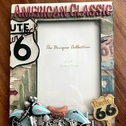 **VINTAGE** American Classic Motorcycle Resin Picture Frame - 4" x 6" - Route 66