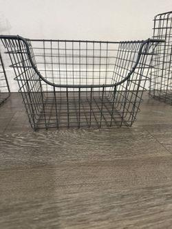 SET OF 5 Black Wire Baskets 