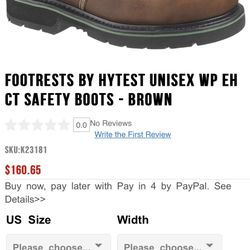 HYTEST Steel Toed Work Boots Size 10