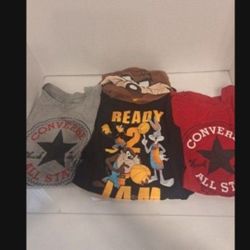 Space Jam & Converse Boys T Shirts-Size 7