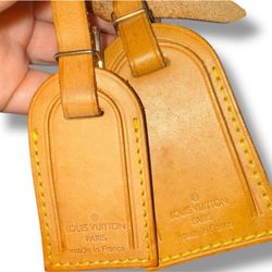 Set of 2 Louis Vuitton Vachetta Leather Luggage Tags – Made in France