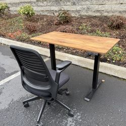 Basile Electric Height Adjustable Standing Desk by Upper Square™, and Office Chair 