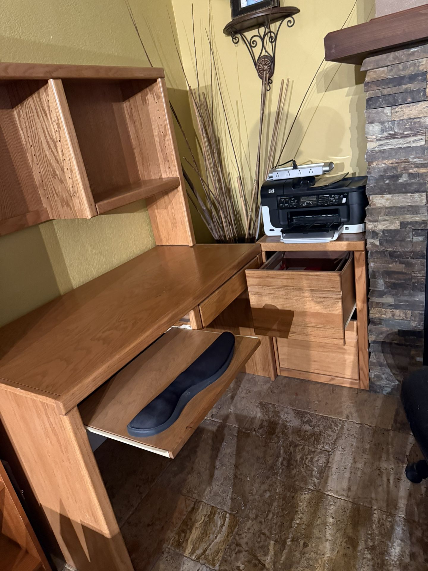 Solid Wood Desk And File Cabinet