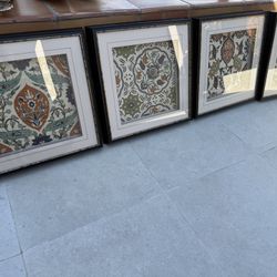 Bassett Persian Tile Print Framed Decorative Wall Art (4)