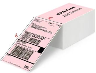 Pink Thermal Shipping Labels 4x6 250 Sheets