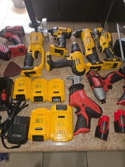 Milwaukee and Dewalt tools