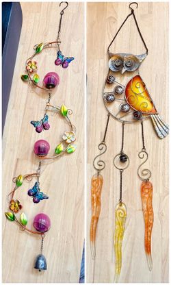 Owl Windchime & Butterfly Solar Light Spin Windchime