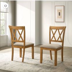 Roundhill Furniture Windvale Dining Chair, Set of 2, Cottage Oak