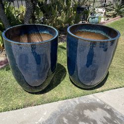 Huge Ceramic Pots-Tall Round Glazed Planters ($250 each)