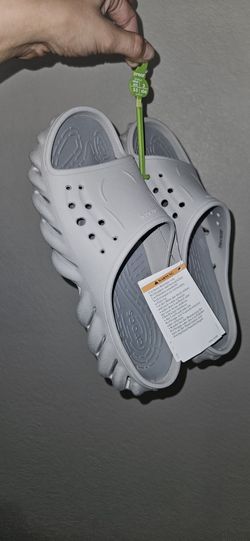 Crocs ECHO Mens 6 Womens 8 Unisex White/Gray Slip On Slide Shoe NEW