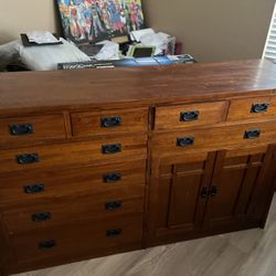 Solid Oak Dresser W/ Matching Night Stand 