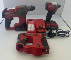 Milwaukee set (Impact Wrench ,Rotary Hammer , Nailer/Staple, Charger and 2 Batteries