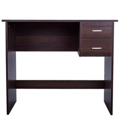 35.43 in. Walnut Rectangle Wood Writing Desk with 2-Pull Out Storage Drawers  