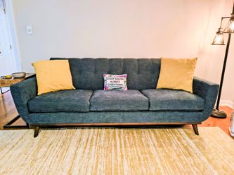 Mid-century modern style teal sofa couch, like new
