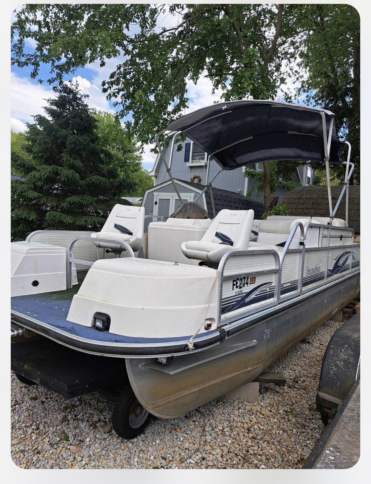 2003 20’ Landau Pontoon Boat E-Drive Motor No Trailer