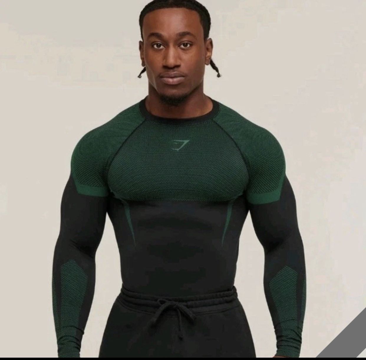 Gymshark Onyx 5.0 Seamless Long Sleeve T-Shirt - Black/Lift Green