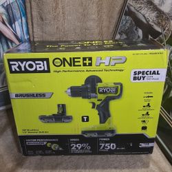 NEW RYOBI BRUSHLESS HAMMER DRILL KIT 
