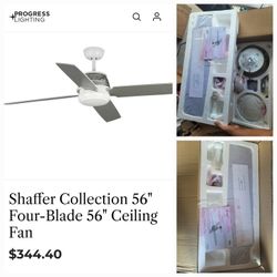 4710: New Progress Lighting Shaffer Collection 56" Four-Blade 56" Ceiling Fan
