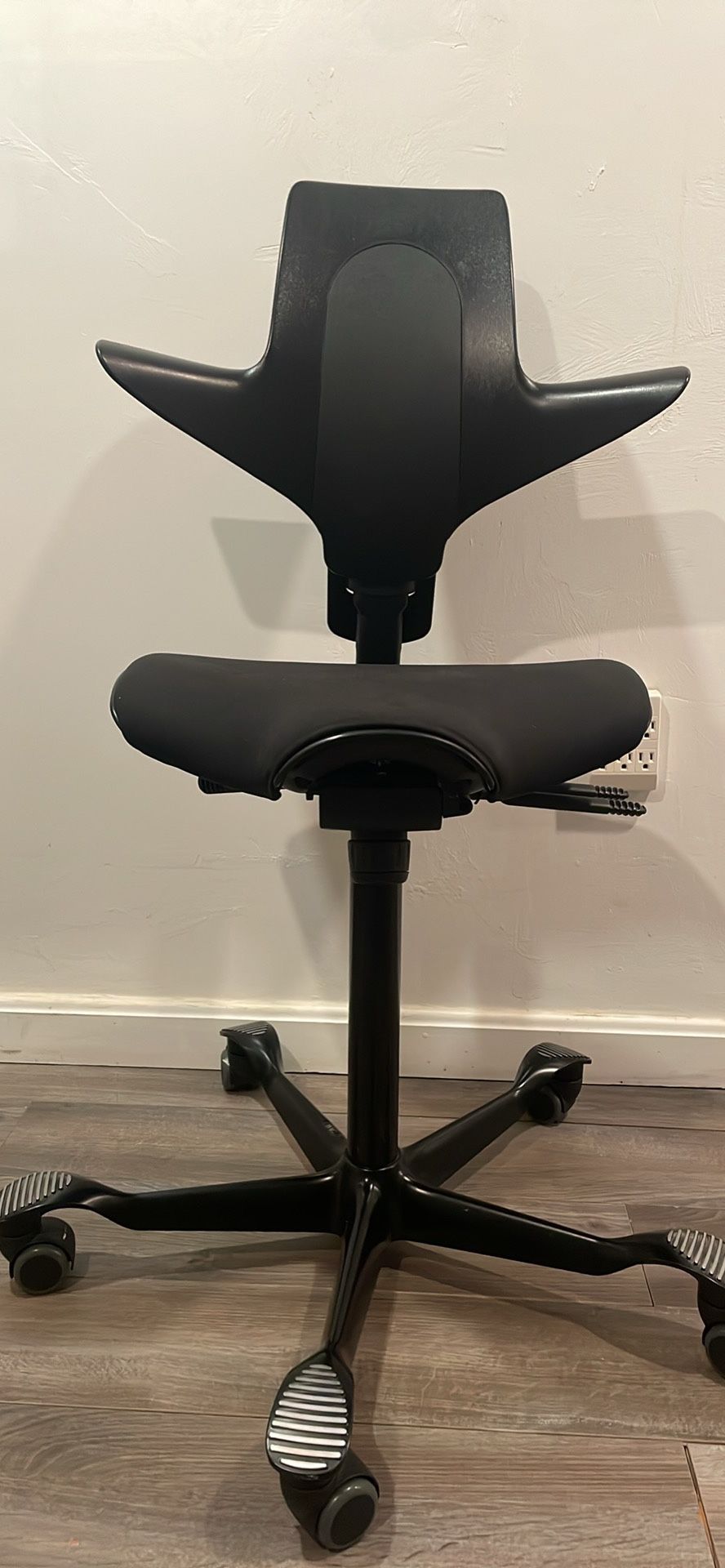 HAG Capisco Adjustable Standing Desk Chair - Black Frame - Eco Polyester Black Seat