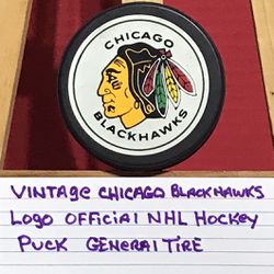 Vintage Chicago Blackhawks Logo Official Nhl Hockey Puck General Tire