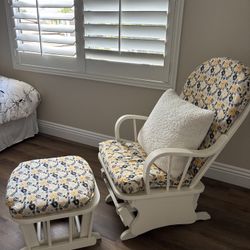 White Rocking Chair With Ottoman