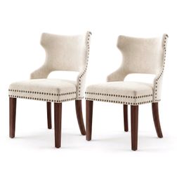 (legs have to be purchased separate)Dining Chairs Set of 2, Upholstered Dining Chair with Rubber Wood Legs, Nailhead Trim, Large Padded Seat, 300 LBS 