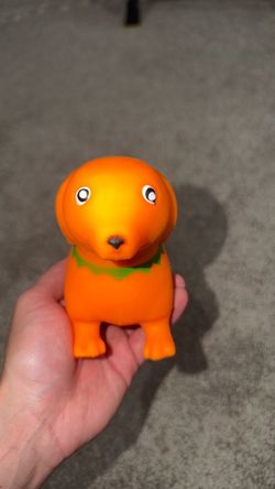 Squeezy Orange & Green Dachshund Dog Squeeze Toy Stress Reliever
