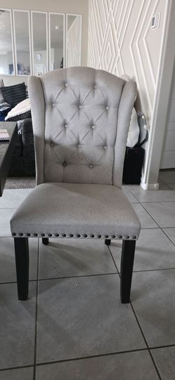 Beautiful Tufted Upholstered Dining Chairs and Matching Settee/Bench