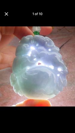 Lavender green sheep Certificate Jadeite jade Green good fortune Sheep coin pendant