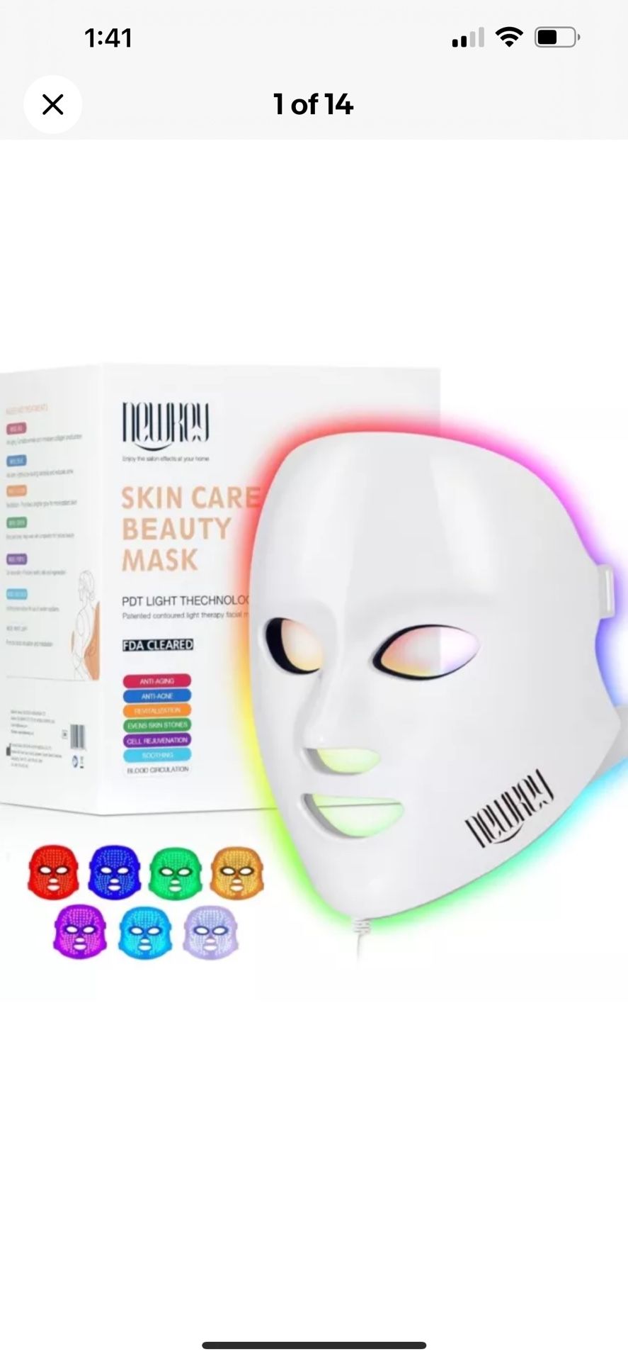 New NEWKEY Led Face Mask Light Therapy, 7 Led Light Therapy Facial Skin Care Mask