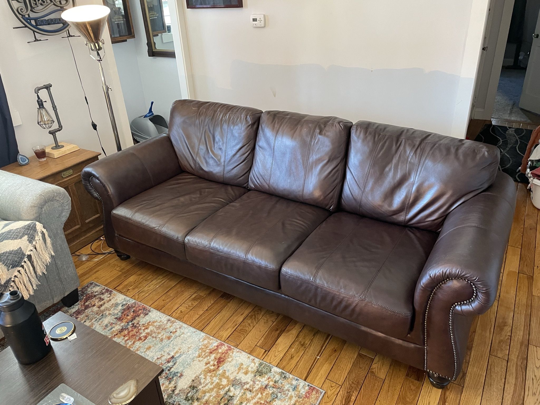Brown Genuine Leather Sofa