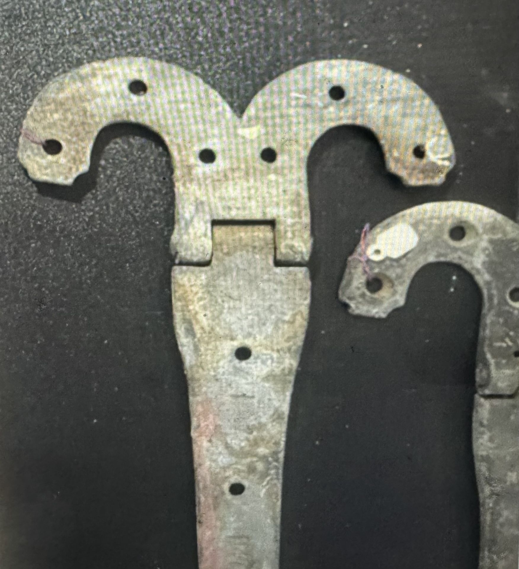 Two Antique Metal Hinges 14 inches