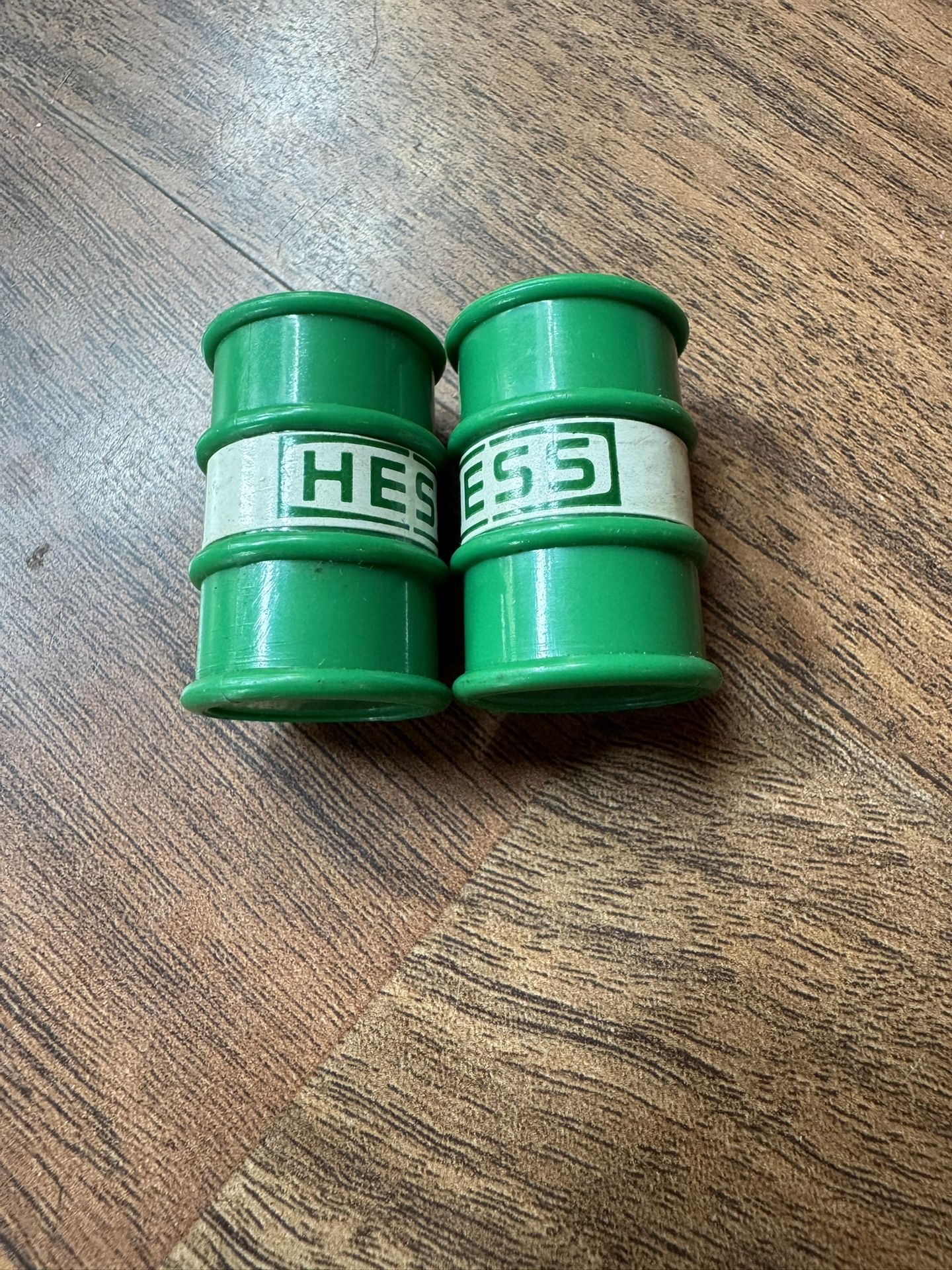 1987 Hess Truck Gasoline Oil Gas Drums / Barrels Set of 2 Vintage Toy