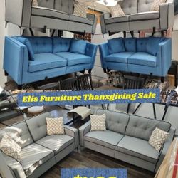 Black Friday Set 
Sofa & Love Seat 
Choose Blue Or Grey 
Fabric 2 Pillows Included on Each
$429 + Tax
FREE LOCAL DELIVERY & SET UP
ONLINE SALES 
SHOWR